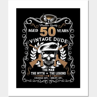 Skull Aged 50 Years Vintage 50 Dude Posters and Art